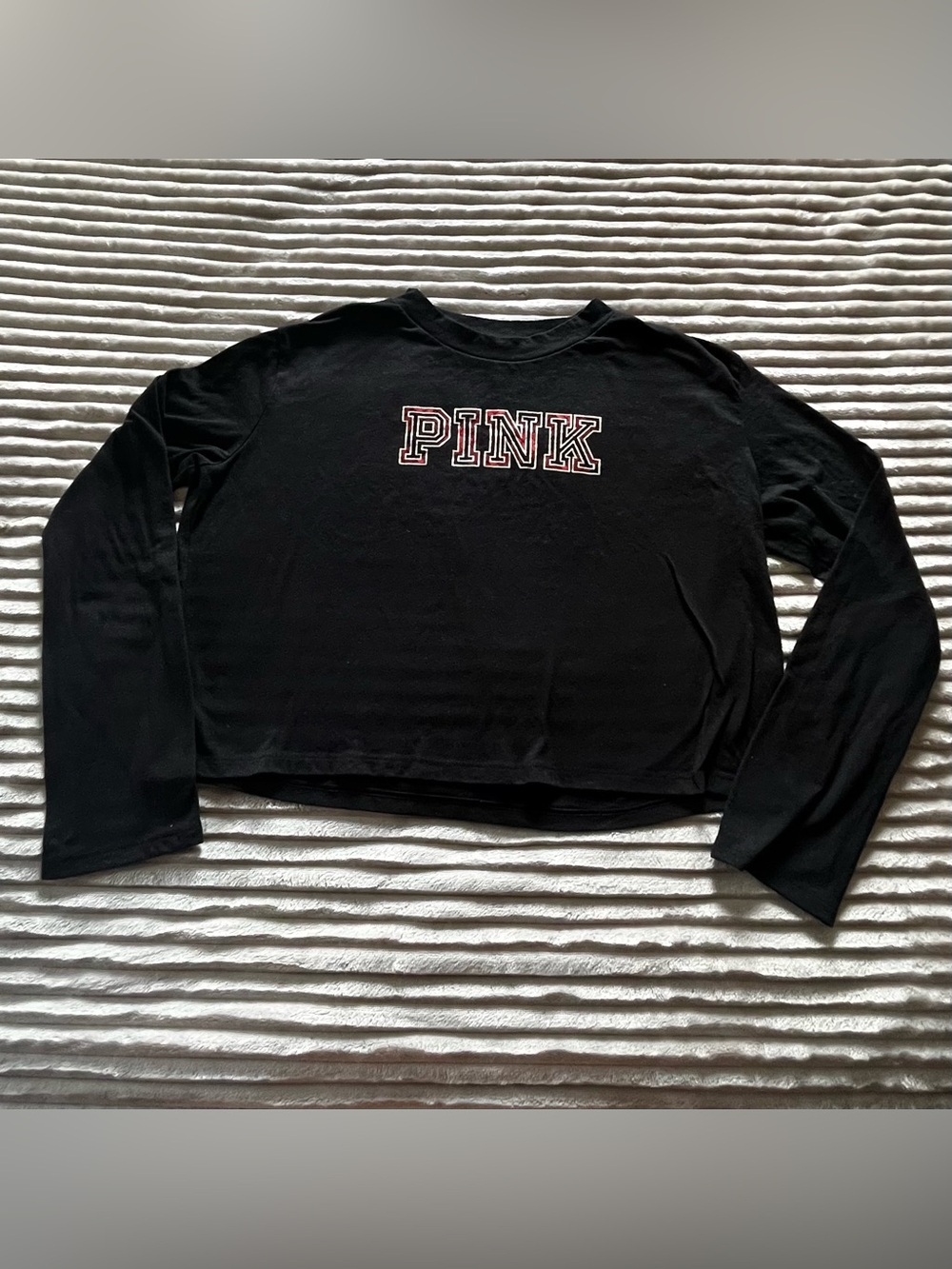 Victoria's Secret PINK black cropped long sleeve ♡